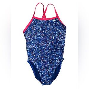 Nike one-piece bathing suit women's Size 8 patriotic red white blue. 1642